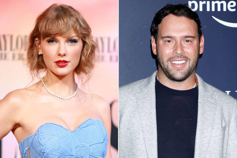 <p>Matt Winkelmeyer/Getty; Gregory Pace/Shutterstock</p> Taylor Swift, Scooter Braun