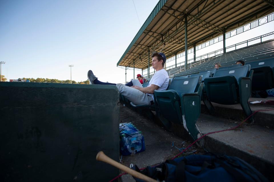 MJ Arnold waits to audition during a casting call for "The Hill" at Lake Olmstead Stadium on Tuesday, Nov. 9, 2021. The movie about professional baseball player Ricky Hill, starring Dennis Quaid, was filmed in Augusta.