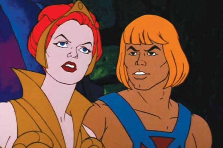 He-Man and Teela stand next to each other and stare.