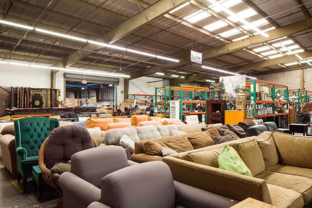 Habitat for Humanity interior of store showing sofas and armchairs