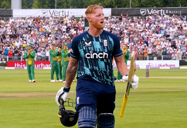 Ben Stokes leaves the field after being dismissed in his final one-day international