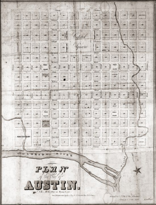 A plan for the city of Austin circa 1839.