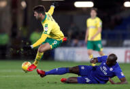 Soccer Football - Championship - Cardiff City vs Norwich City - Cardiff City Stadium, Cardiff, Britain - December 1, 2017 Cardiff City's Souleymane Bamba in action with Norwich City's Nelson Oliveira Action Images/Peter Cziborra