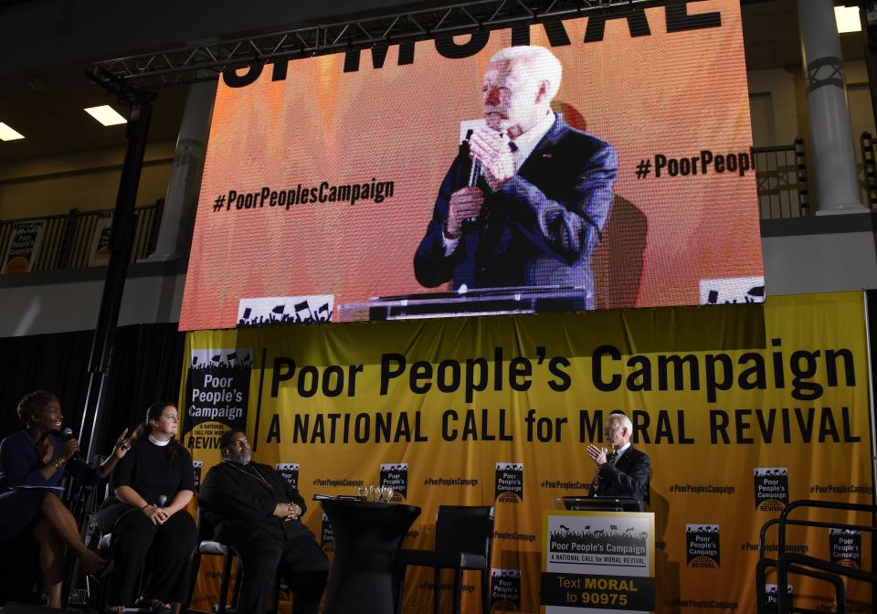 Joe Biden at the Poor People's Moral Action Congress on Monday. (Photo: Susan Walsh / ASSOCIATED PRESS)