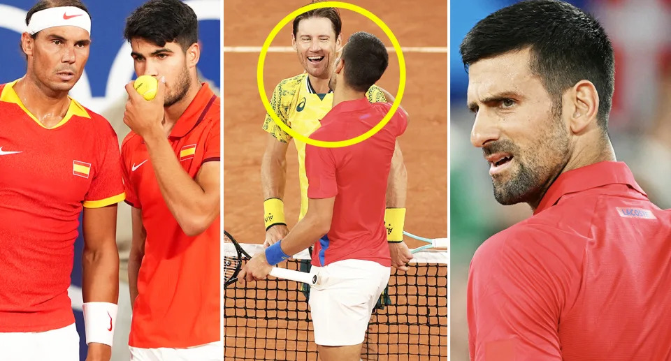 Rafa Nadal, Carlos Alcaraz, Novak Djokovic and Matt Ebden.