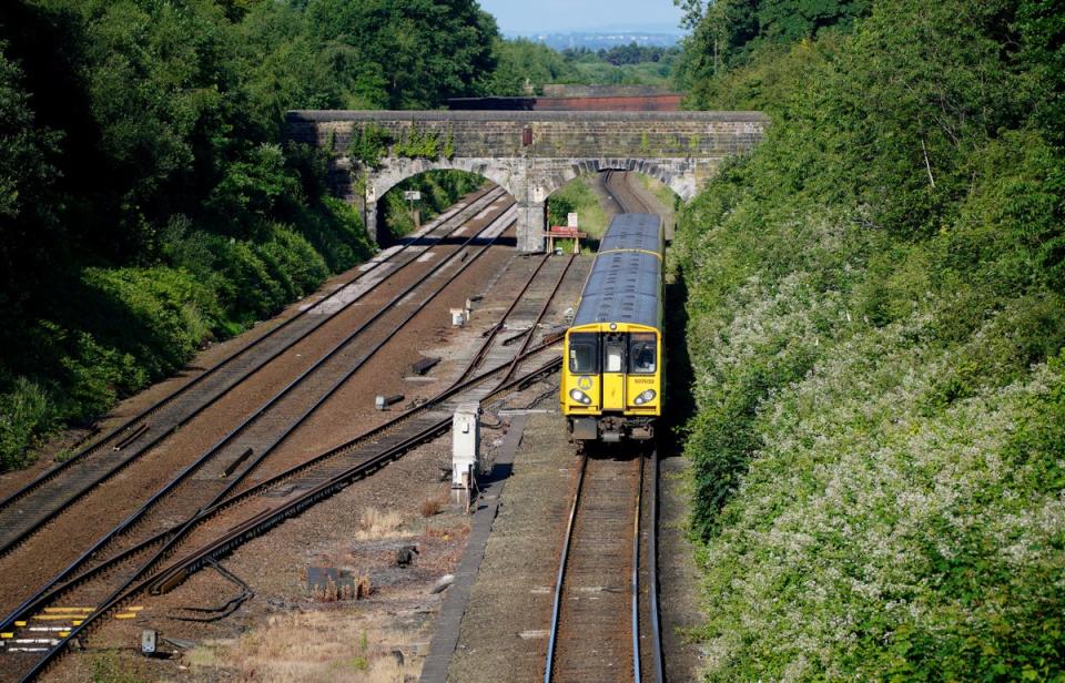 A train pulls into Hunts Cross Station, Liverpool (Peter Byrne/PA) (PA Wire)