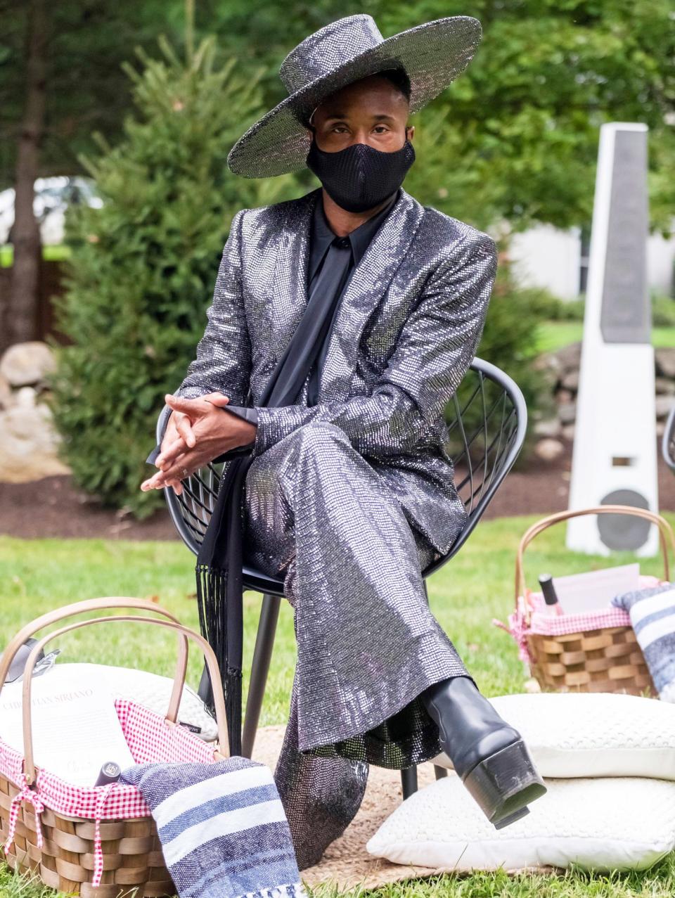 <p>Billy Porter looks stunning (of course) at the Christian Siriano fashion show, held at the designer's home in Westport, Connecticut on Thursday. </p>