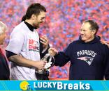 <p>New England Patriots quarterback Tom Brady, left, holds the AFC Championship trophy as he celebrates with head coach Bill Belichick after the AFC championship NFL football game, Sunday, Jan. 22, 2017, in Foxborough, Mass. The Patriots defeated the the Pittsburgh Steelers 36-17 to advance to the Super Bowl. (AP Photo/Matt Slocum) </p>