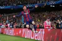 FC Barcelona v Bayern Munich - UEFA Champions League Semi Final First Leg - The Nou Camp, Barcelona, Spain - 6/5/15 Barcelona's Lionel Messi celebrates scoring their second goal Reuters / Gustau Nacarino