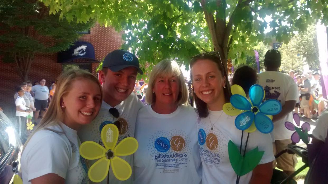 The Dierker family of Upper Arlington raised approximately $865,500 from 2015 to 2021 for the fight against Alzheimer's disease in memory of their father, Bill Dierker, who died at age of 58 in 2018 after his diagnosis in 2013. Pictured are Bill's wife, Anne (second from right) and children Molly (left), Will and Julie. The siblings were honored May 12 by the Alzheimer's Association Central Ohio Chapter.
