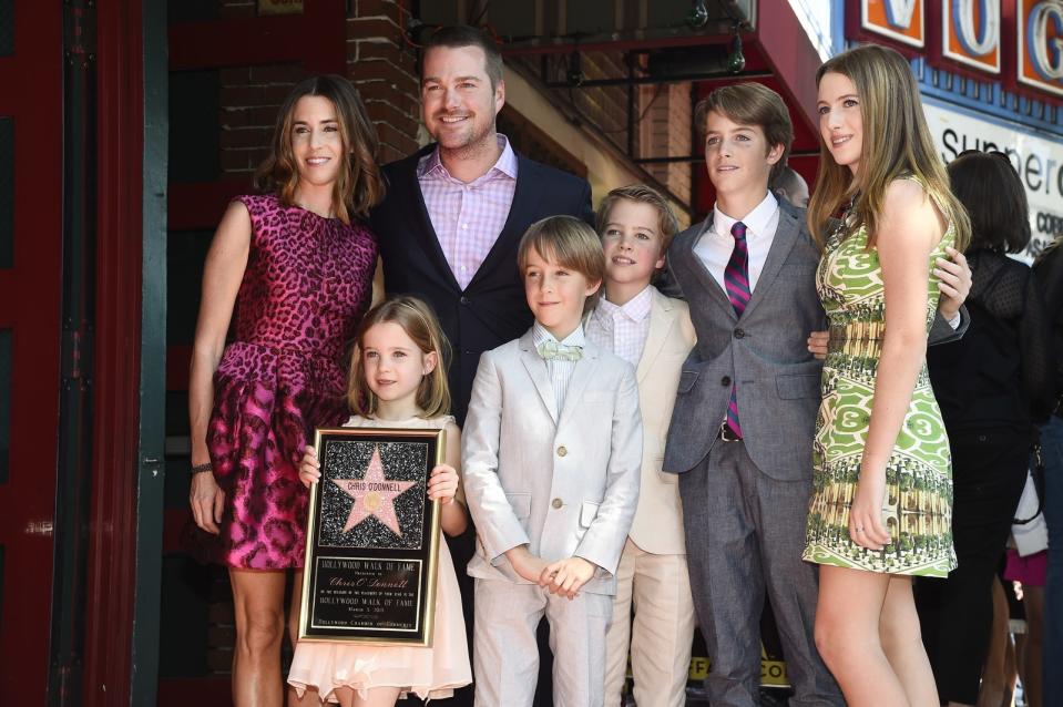 Chris with his family as he gets a star on the Hollywood Walk of Fame