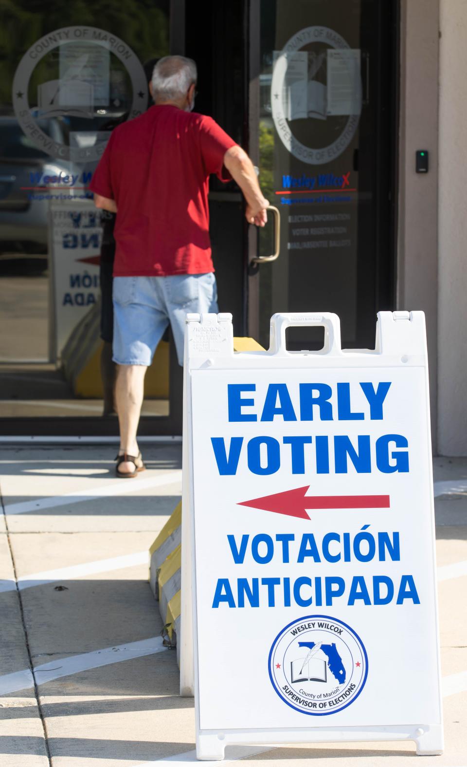 A Marion County resident enters the the Marion County Election Center in August.