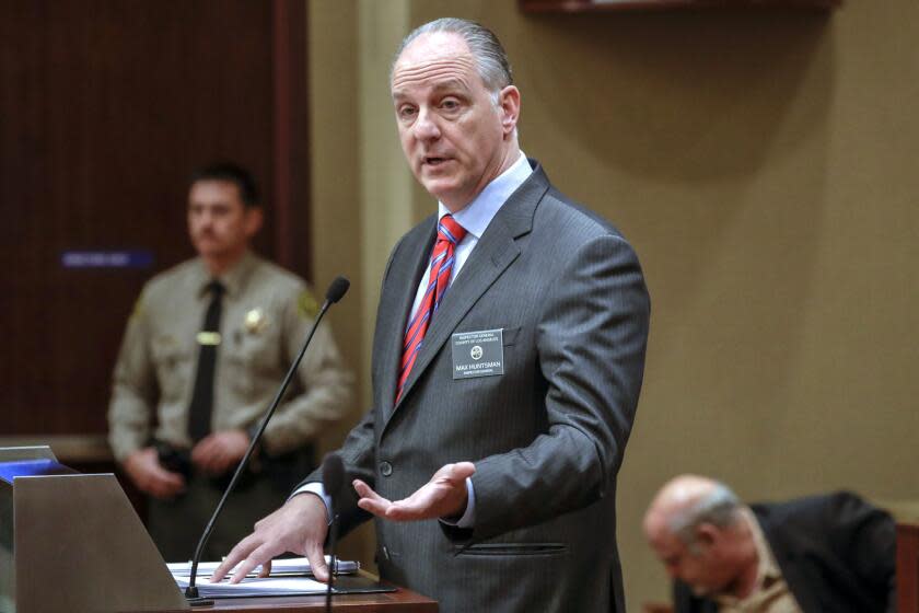 LOS ANGELES, CA NOVEMBER 15, 2018 --- Inspector General County of Los Angeles Max Huntsman speaks at the Los Angeles County Sheriff Civilian Oversight Commission. Oversight committee met Thursday morning November 15, 2018 to discuss investigation into tattooed deputy cliques and allegations of racial profiling by deputies during enforcement activities along the Interstate 5 freeway. (Irfan Khan / Los Angeles Times)