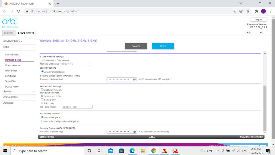 Netgear Orbi Wi-Fi 6E (RBKE963) iot