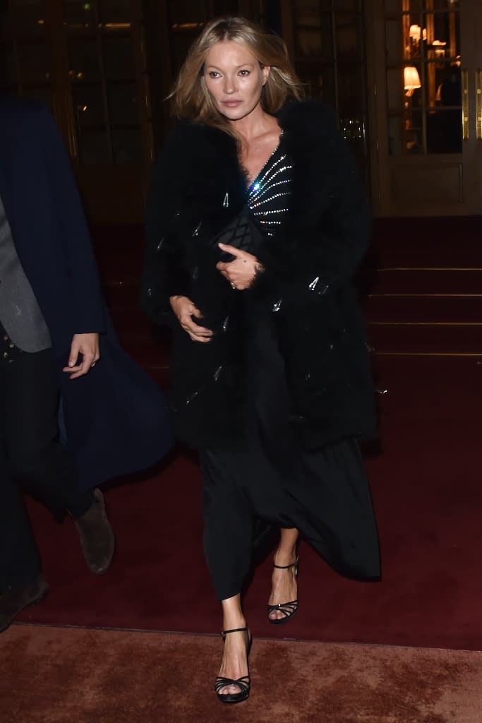 Kate Moss arrives at Lapérouse Restaurant with Nikolai Von Bismarck for the Seventy One Gin hosted by Kate Moss event in Paris on Oct. 2, 2021. - Credit: Neil Warner/MEGA