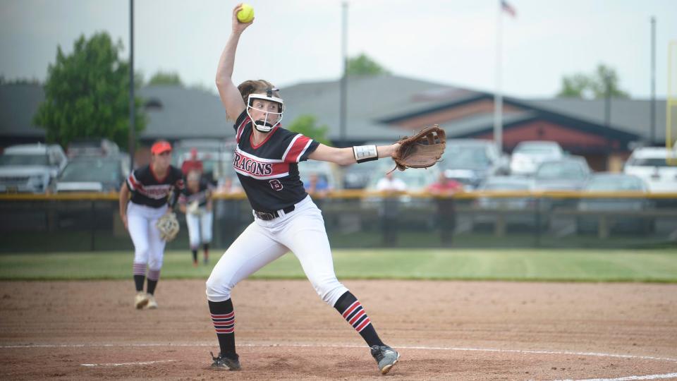 Kingsway’s Tori Griffiths delivers a pitch during the South Jersey Group 4 quarterfinal softball playoff game between Kingsway and Cherokee played at Kingsway Regional High School in Woolwich Township on Thursday, May 19, 2022.  Kingsway defeated Cherokee, 9-4.  