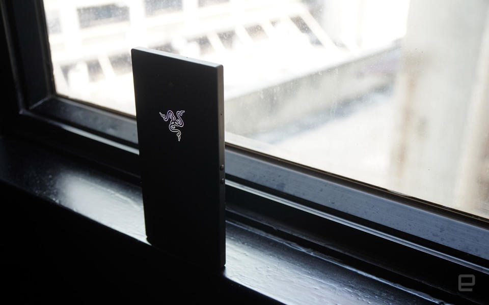 Razer Phone 2 on a window sill