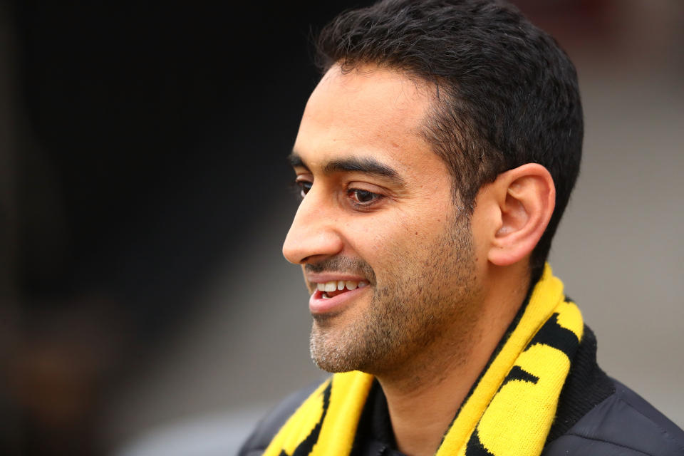 Tigers supporter Waleed Aly looks on during a Richmond Tigers AFL training session at Punt Road Oval on September 21, 2017 in Melbourne, Australia.