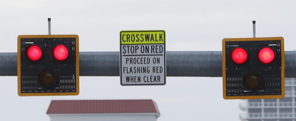 New crosswalk signals at Rockefeller Drive in Ormond Beach, Thursday, Feb. 8, 2024.