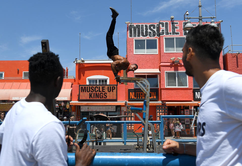 The iconic Muscle Beach is the home to America’s strongmen