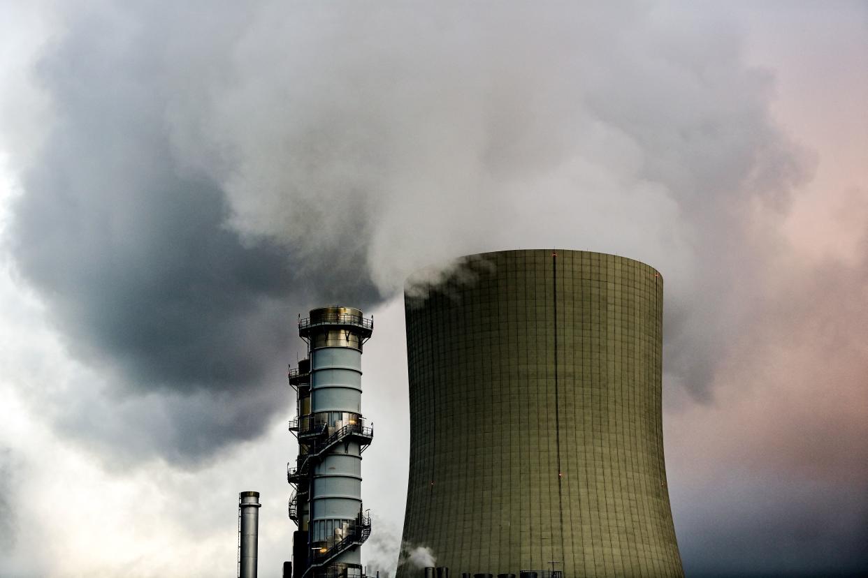 A view shows the cooling towewr of a gas-fired power plant in Lingen, western Germany on January 12, 2022. - The European Commission said on January 10, 2021 it would need more time to agree plans to label energy from nuclear power and natural gas as 