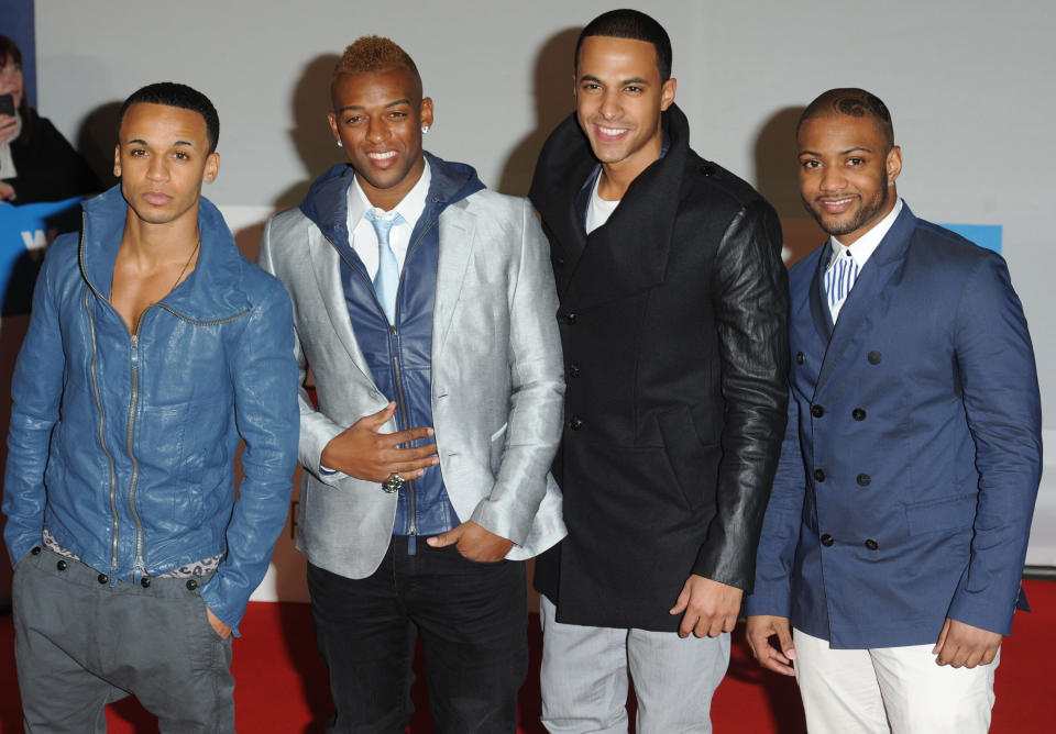 JLS attend the Brit Awards at O2 Arena. (Photo by rune hellestad/Corbis via Getty Images)