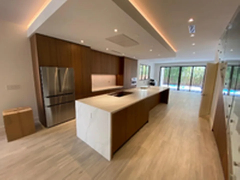 A finished kitchen in one of the Coconut Avenue townhouses built by Doug Cox of Drive Development.