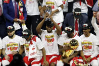 OAKLAND, CALIFORNIA - JUNE 13: Kawhi Leonard #2 of the Toronto Raptors is awarded the MVP after his team defeated the Golden State Warriors to win Game Six of the 2019 NBA Finals at ORACLE Arena on June 13, 2019 in Oakland, California. NOTE TO USER: User expressly acknowledges and agrees that, by downloading and or using this photograph, User is consenting to the terms and conditions of the Getty Images License Agreement. (Photo by Lachlan Cunningham/Getty Images)