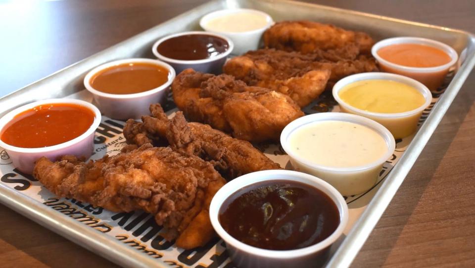 Super Chix chicken tenders with a variety of sauces