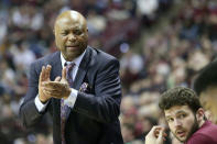 Florida State's head coach Leonard Hamilton talks up his bench in the second half of an NCAA college basketball game with Boston College Saturday, March 7 2020, in Tallahassee, Fla. Florida State won 80-62. (AP Photo/Steve Cannon)