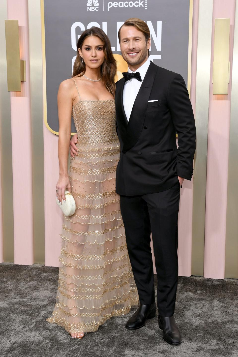 gigi paris and glen powell attend the golden globes