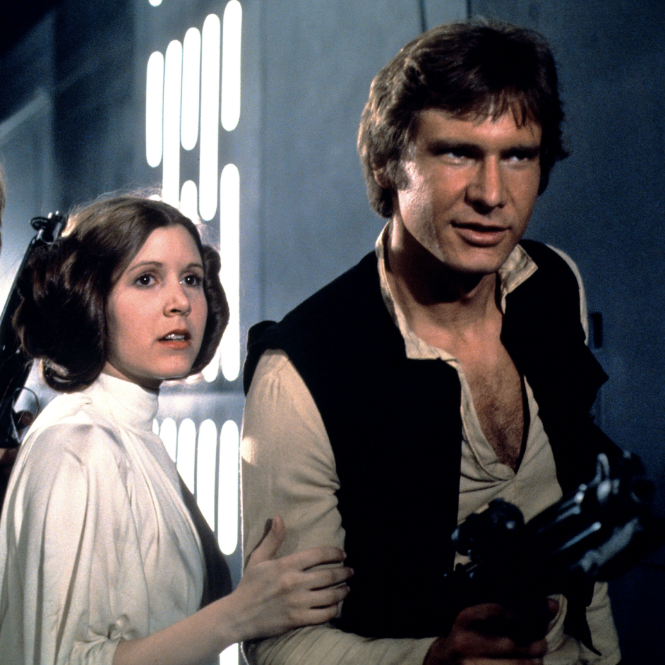 Carrie Fisher and Harrison Ford co-star in the original 