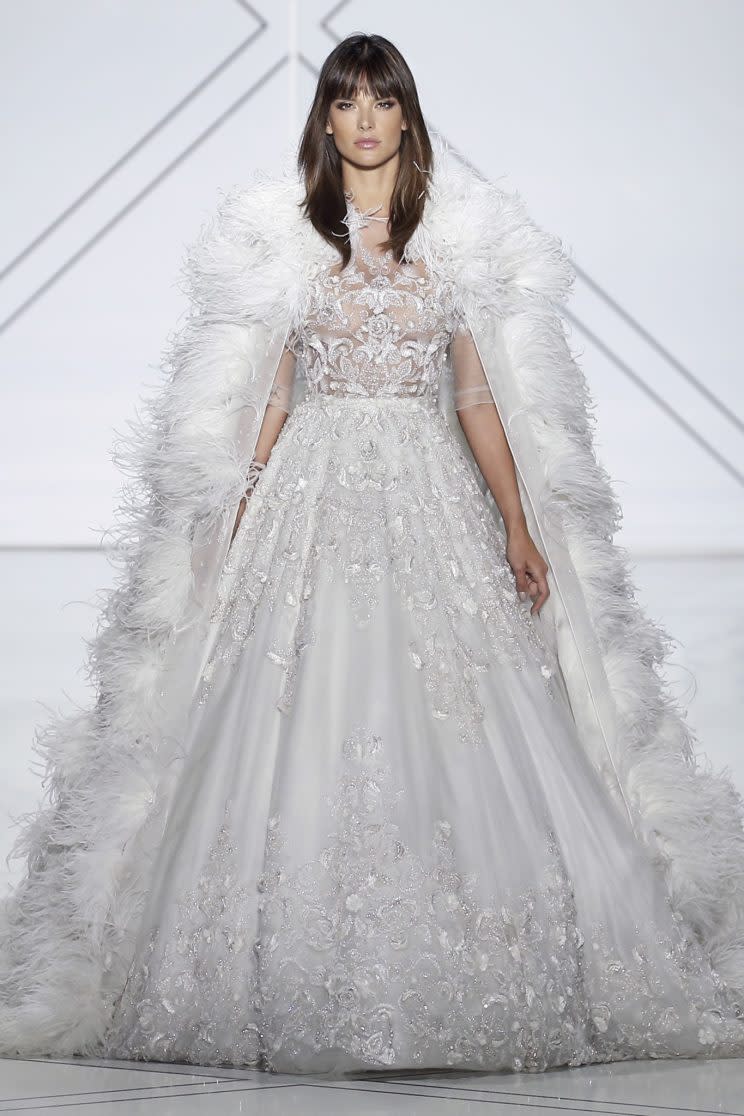 Alessandra Ambrosio looking like she was sent from heaven to walk the Ralph & Russo runway. (Photo: Courtesy of Ralph & Russo)