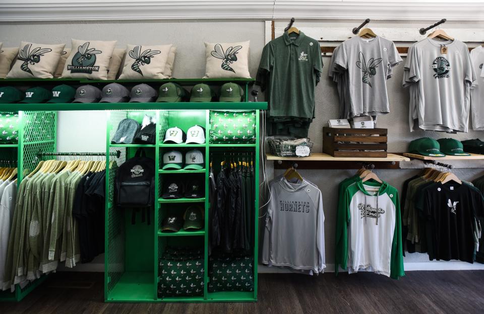 Merchandise available at The Hive on West Grand River Avenue in Williamston, pictured Thursday, Aug. 11, 2022.  The café portion of the spirit shop is slated to open in September.