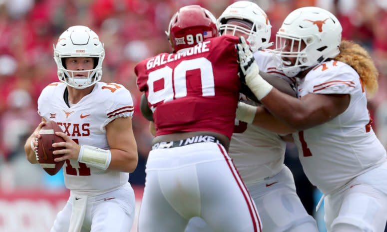 Sam Ehlinger in the pocket for Texas.