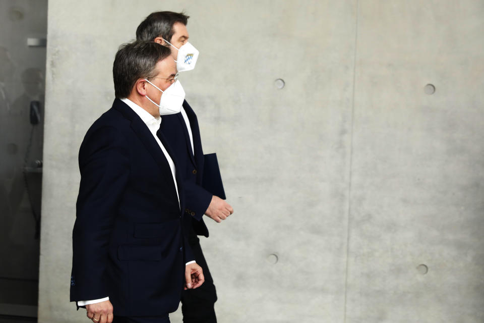 Armin Laschet und Markus Söder am Sonntag vor einer Woche (Bild: Michele Tantussi/Getty Images)