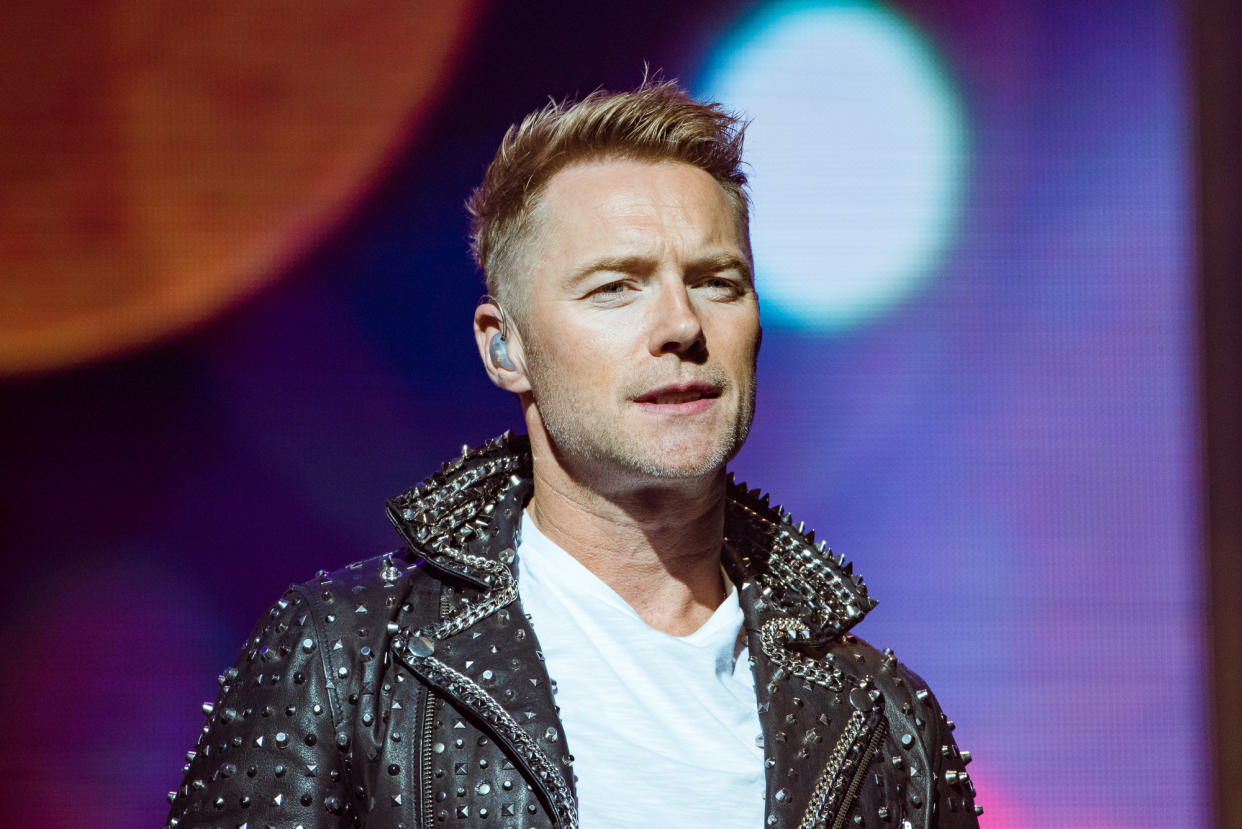 Ronan Keating of Boyzone performs on stage at the London Palladium during their "The Last Five tour" on October 21, 2019 in London, England.  (Photo by Joseph Okpako/WireImage)