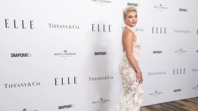 Florence Pugh Stuns in a Completely transparent White Lace Gown