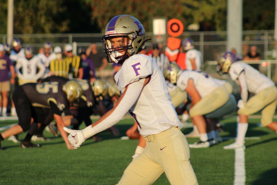 Fowlerville's Brendan Ray caught seven passes for 113 yards and one touchdown and intercepted a pass against Adrian.