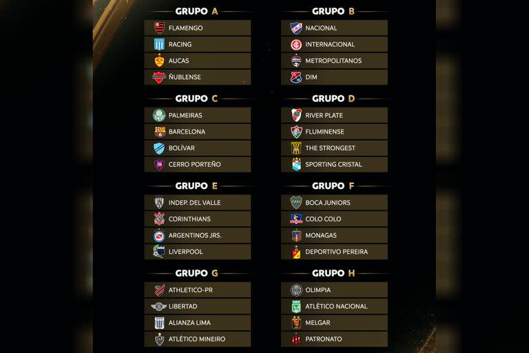 Los grupos de la Copa Libertadores