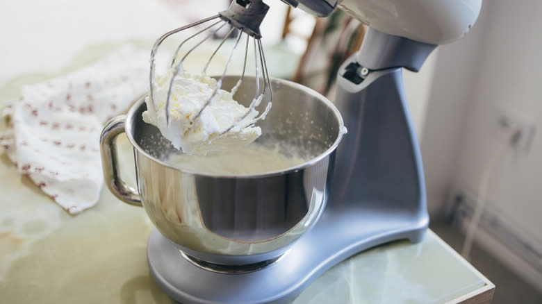 whipped cream in stand mixer