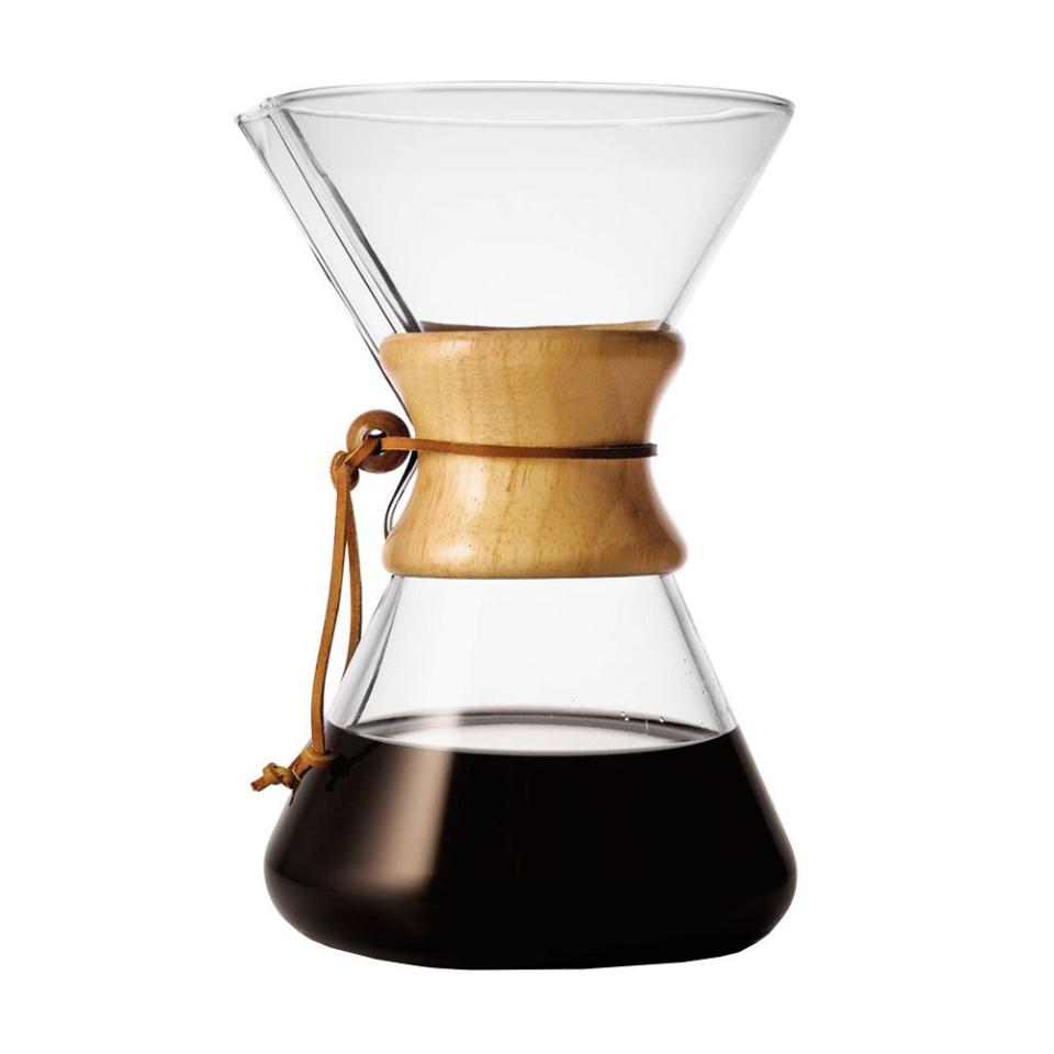 <p><a href="https://www.amazon.com/Chemex-Classic-Pour-over-Glass-Coffeemaker/dp/B000I1WP7W/ref?tag=syn-yahoo-20&ascsubtag=%5Bartid%7C2089.g.2100%5Bsrc%7Cyahoo-us" rel="nofollow noopener" target="_blank" data-ylk="slk:Shop Now;elm:context_link;itc:0;sec:content-canvas" class="link ">Shop Now</a></p><p>Pour-Over Glass Coffeemaker</p><p>amazon.com</p><p>$48.93</p>