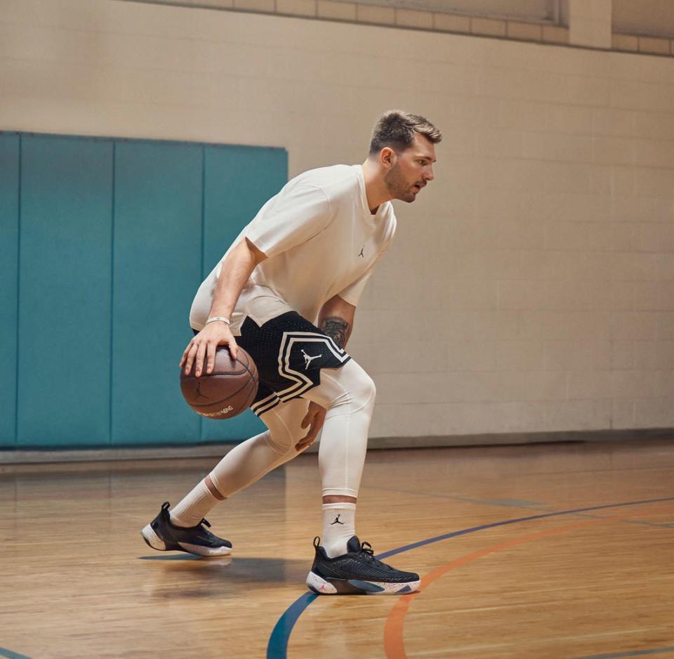 Doncic wearing his Jordan Luka 1 sneaker. - Credit: Courtesy of Nike