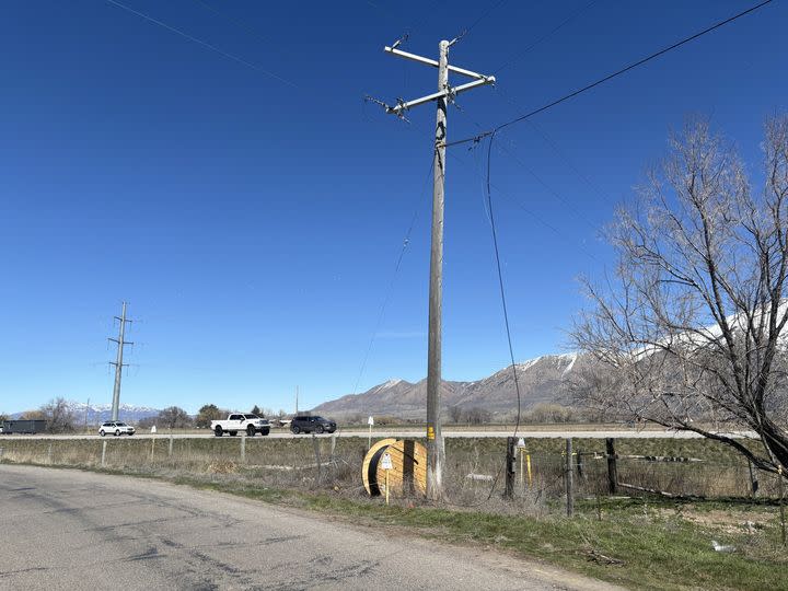 A photo from the Box Elder County Sheriff's Office of a power pole. Officials responded to reports of a worker getting shocked by electricity on March 18, 2024. (Courtesy: Box Elder County Sheriff's Office)