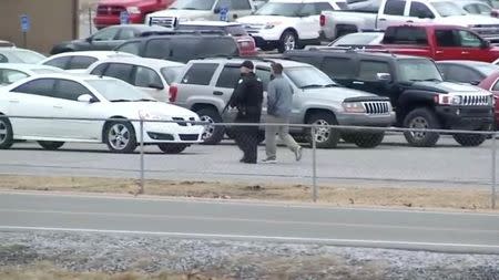 The scene of shooting in Marshall County High School is seen in Benton, Kentucky, U.S, January 23, 2018 in this still image obtained from Reuters TV. CBS /via REUTERS