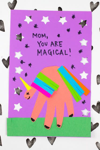 5) Unicorn Handprint Card