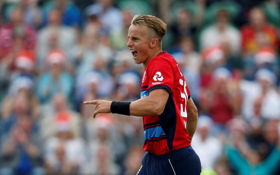 Tom Curran celebrates during second T20