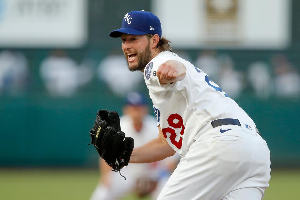 Clayton Kershaw, who pitched for the Oklahoma City Dodgers during a recent medical rehabilitation assignment, autographed a game-worn hat that will be auctioned off on Friday.