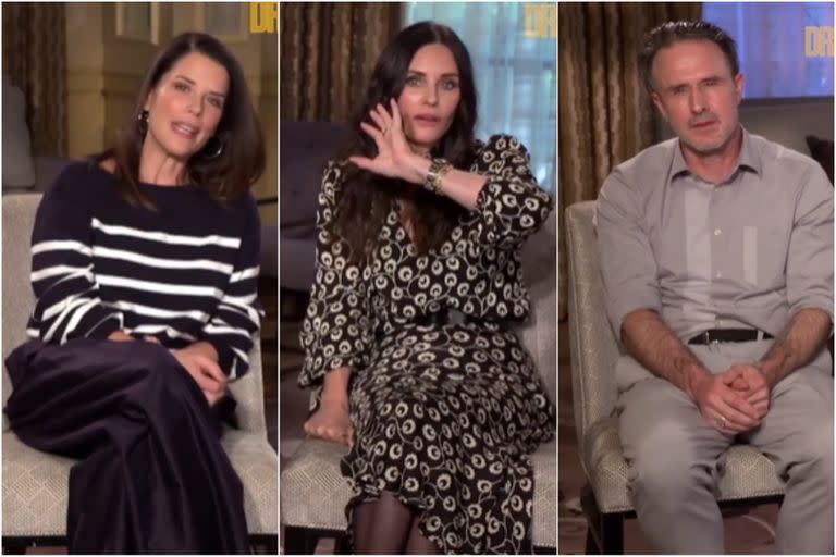 Neve Campbell, Courtney Cox y David Arquette conversaron sobre Scream con Drew Barrymore (Crédito: Captura de video The Drew Barrymore Show)