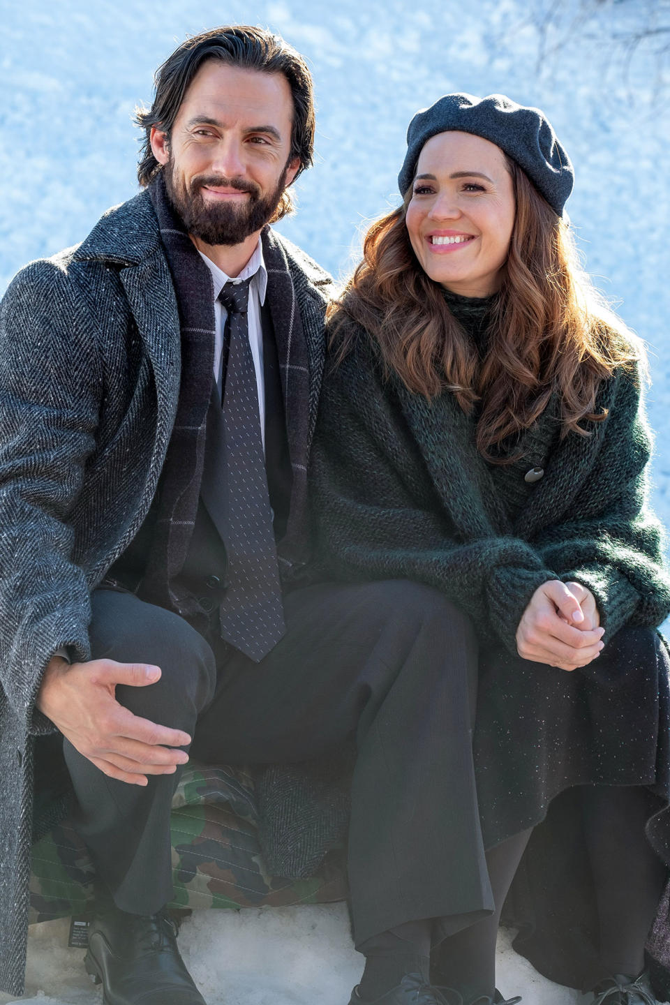 Milo Ventimiglia Mandy Moore Winter Cold Beard Smile